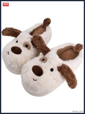 Fluffy Faux Fur Dog Animal Slippers Non-Slip Cozy Unisex